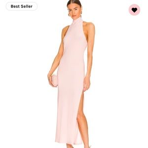 Norma Kamali Halter Turtle Side Slit Gown